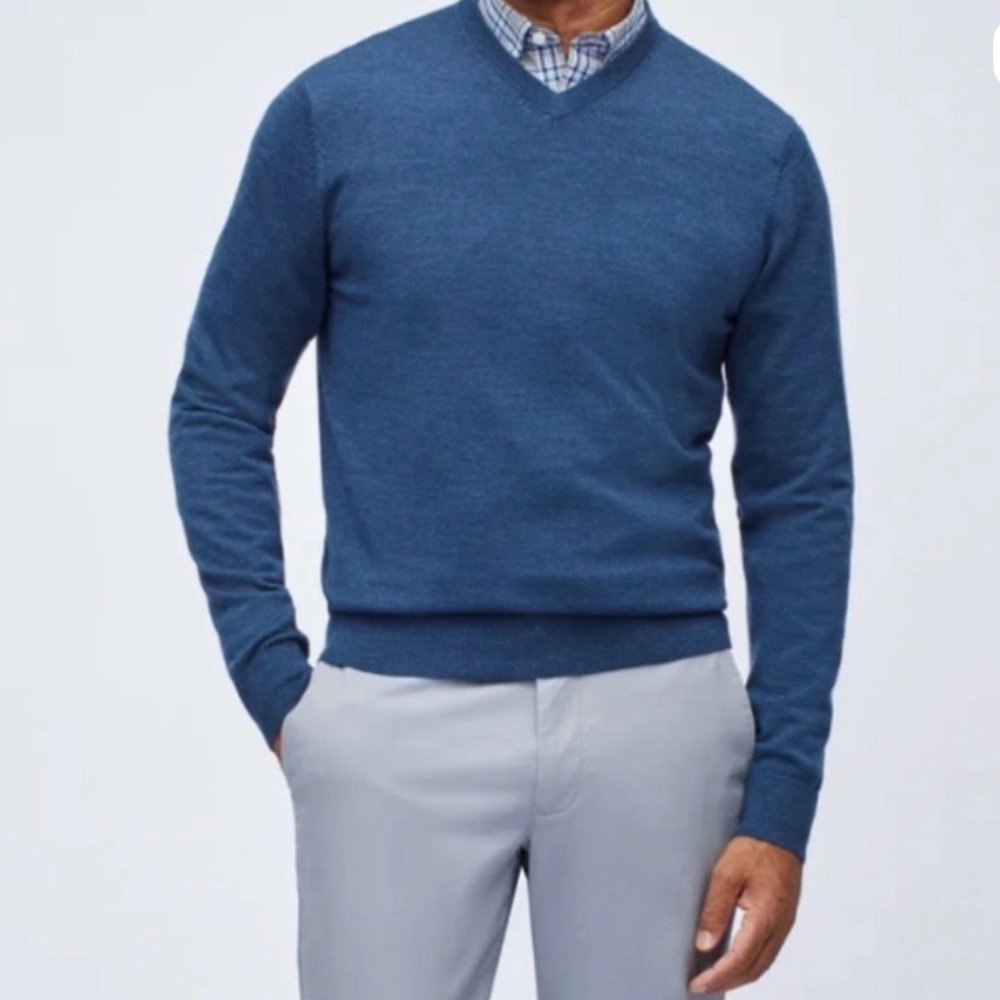 Bonobos Men’s Extra fine Merino Wool V-neck Sweater‎ Blue Size L Preppy Neutral